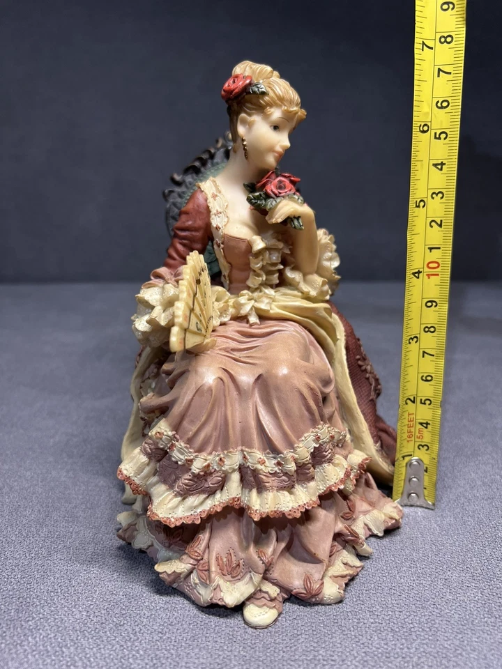 Heavy Figurine Shudehill Seated Pink Victorian Lady With Fan - Image 4 of 4
