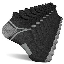 Men's Athletic Cushioned Ankle Socks Comfort Wicking Anti 9-12 Black 5 Pairs