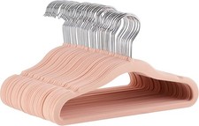 Amazon Basics Kids Velvet Non Slip Hangers Blush 50 Pack