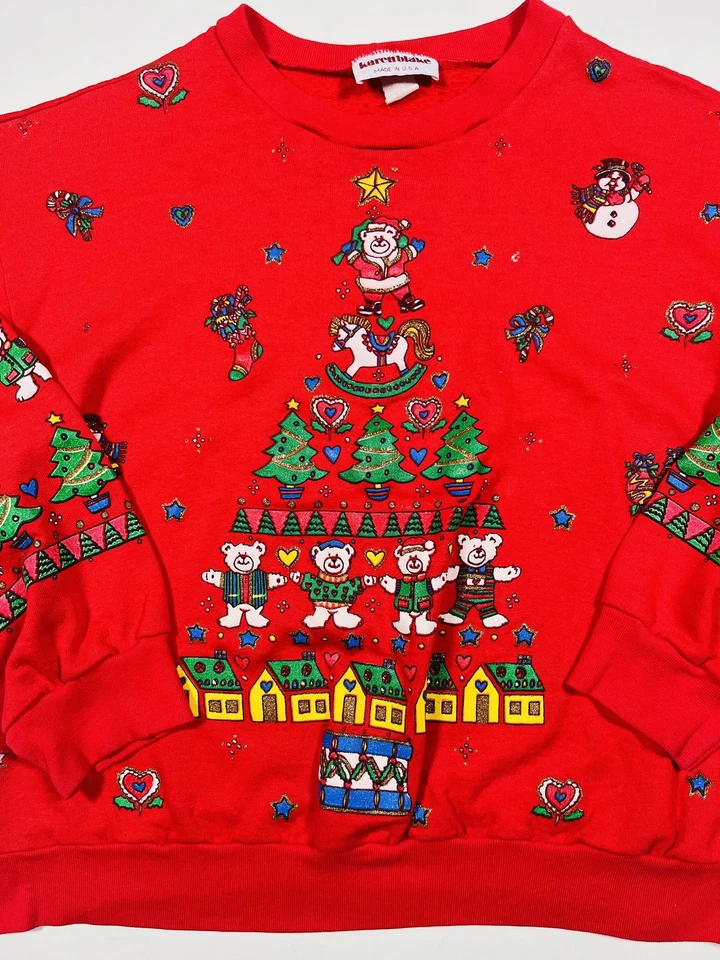Sudadera vintage Karen Blake para mujer M/L? Osos de Navidad hechos en EE. UU. Foto 3 de 4