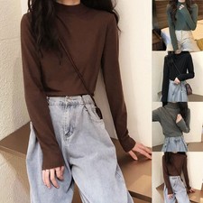 Women Half Turtleneck Warm Top Long Sleeve Polyester Suitable for Home