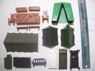 17 RARE MARX MPC WW11  BEDS TENTS DESK TABLE CHAIRS 1/32 54MM PLASTIC PLAYSET