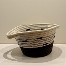 Woven Rope Basket Bin With Handles - Textured Decorative Storage Organizer