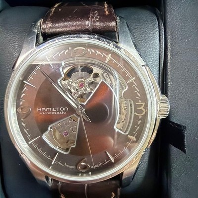 Hamilton Viewmatic Automatic Wristwatch Jazzmaster Mens Leather Strap
