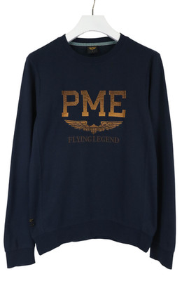 PME LEGEND Sweatshirt Herren SMALL Rundhals Pullover Logo Druck Navy Blau