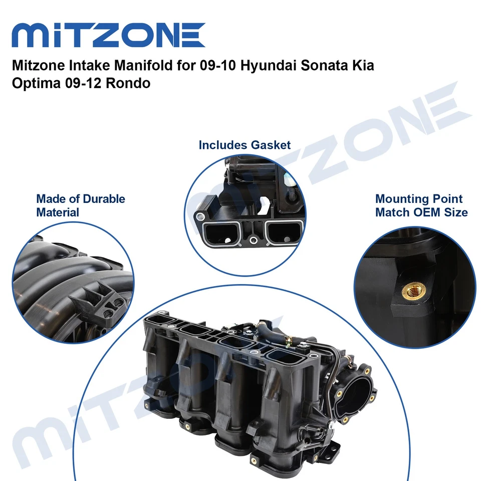 Colector de admisión Mitzone para 09-10 Hyundai Sonata Kia Optima 09-12 Rondo Foto 4 de 4