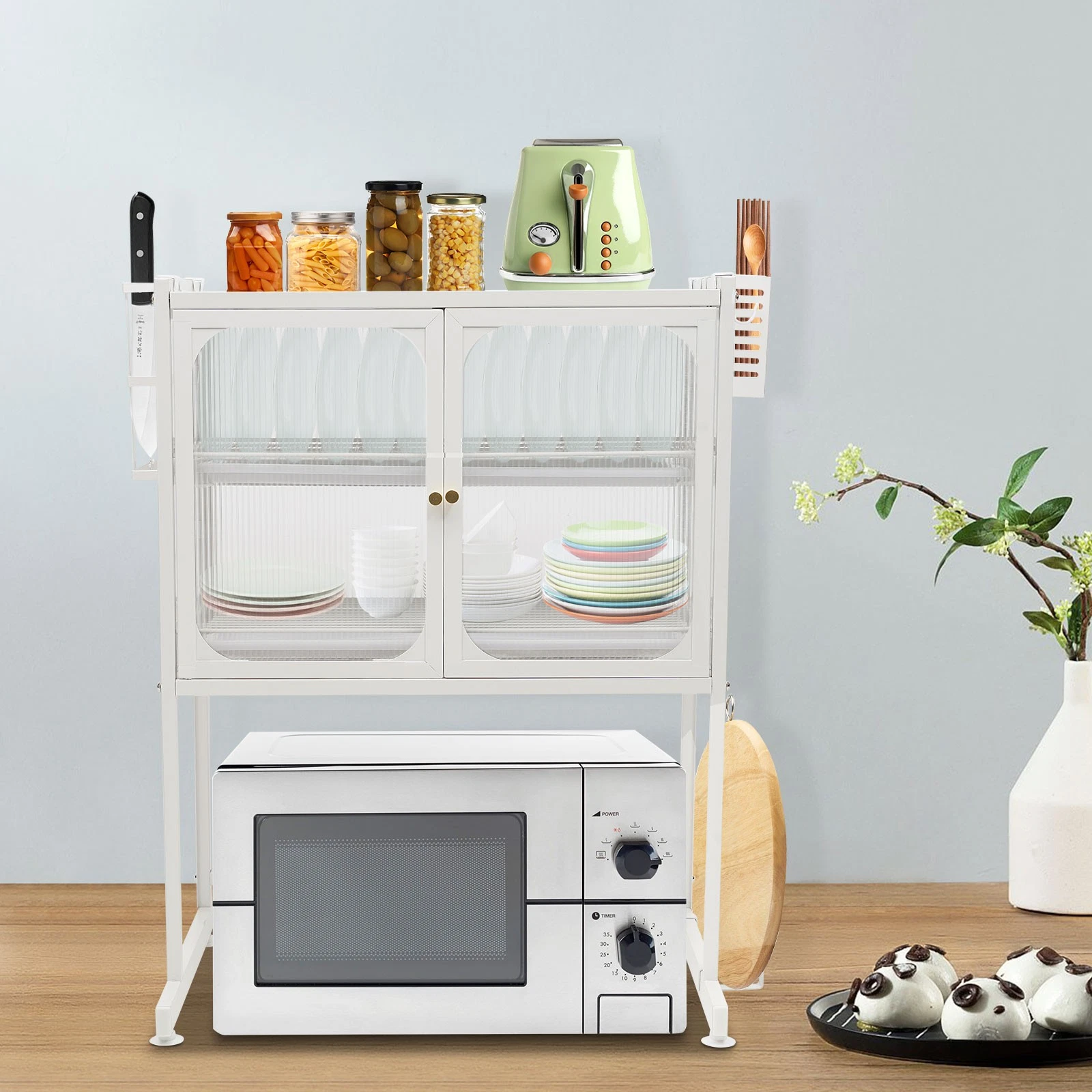 3-Tier Kitchen Storage Rack, Vertical Microwave Oven Rack, Kitchen Storage Shelf