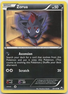 Zorua (69) Common Darkness Dark Explorers 69/108 LP 2012 Masakazu Fukuda