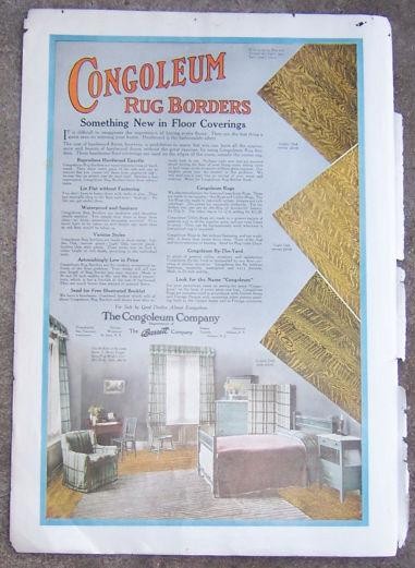 Congoleum Rug Borders New Floor Coverings 1916 Color Magazine Advertisement
