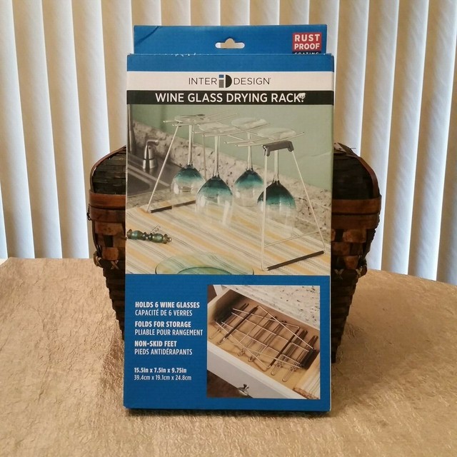 Interdesign Classico Wine Glass Drying Rack Satin For Sale Online