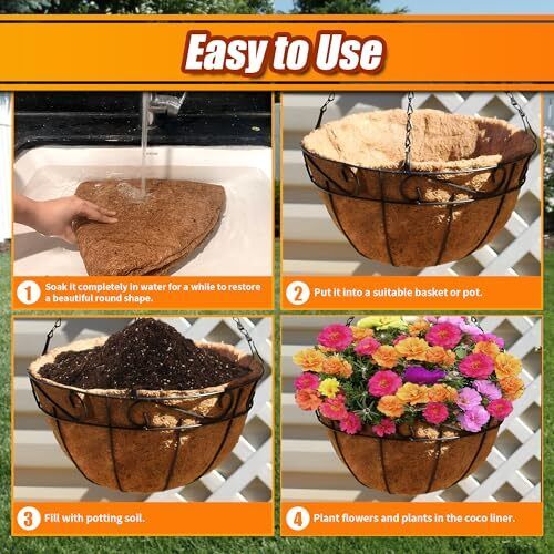 Coco Liners for Planters 10 Inch Pack Round Hanging Basket Liners, 10 inch 6 - Picture 4 of 6