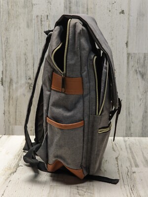 Kenox Dark Grey Canvas Brown Faux Leather Trimmed Laptop  display picture 3