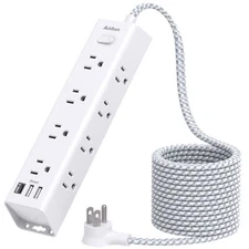 25FT Extension Cord - Surge Protector Power Strip, Extra Long Cord with 12 Wi...
