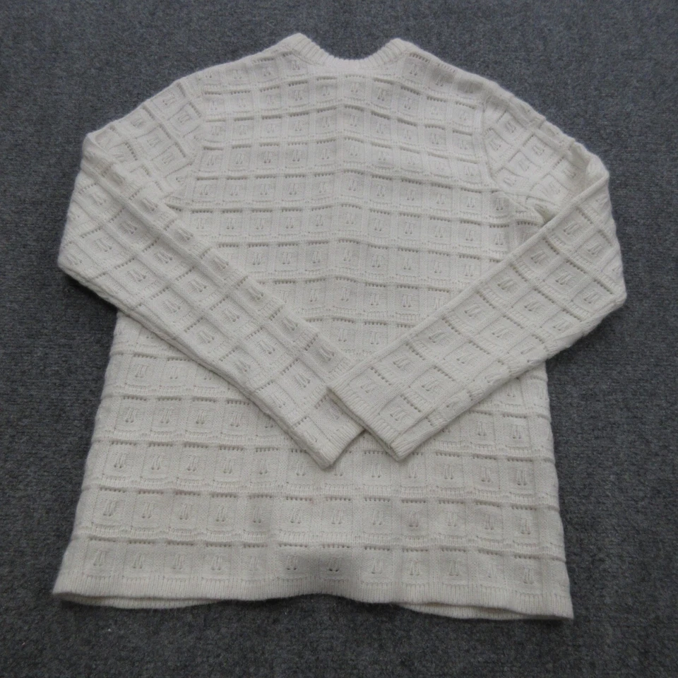 Cardigã feminino vintage Champion médio branco malha manga longa botão bolso suéter - Imagem 2 de 4