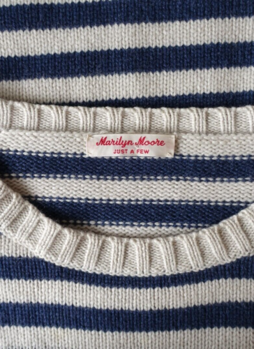 MARILYN MOORE blau & haferflocken gestreift 100 % Kaschmir maritim kastig Pullover Gr. 16 - Bild 9 von 9