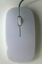 Computer Mouse USB Wired, Scroll Wheel, White, Red LED Light, For Laptop PC Mac