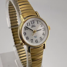 Timex Easy Reader Watch Womens Indiglo Vintage 23mm Case Stretch Bracelet Quartz