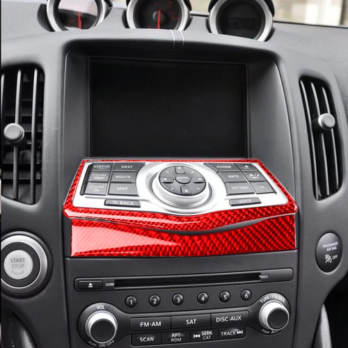 2Pcs Red Carbon Fiber Navigation Console Cover Trim For Nissan 370Z ...