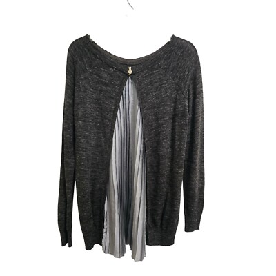 Siste's Made in Italy Gray Wool & Acrylic Blend Sweater With Pleated Back Panel