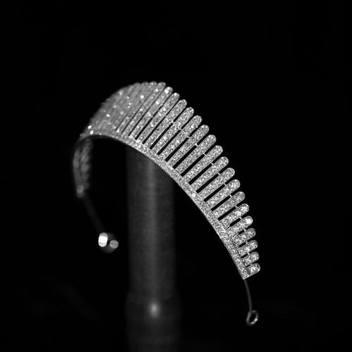 Corona diadema alta 4 cm classica regina principessa cristallo matrimonio ballo sposa adulto - Foto 4 di 4