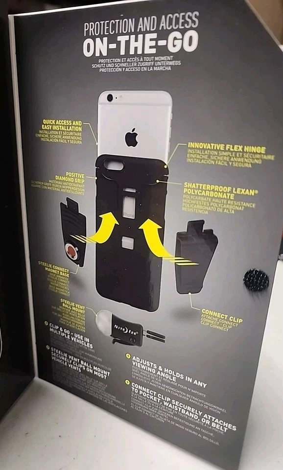 Sistema de Estuche Nite Ize Steelie Connect iPhone 6/6s Plus Montaje para Coche y Transporte - Nuevo Foto 4 de 4