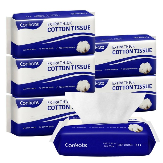 Extra Thick Facial Cotton Tissues, Wet and Dry Use for Sensitive Skin