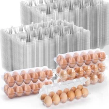80 Pack Empty Plastic Egg Cartons for 12 Eggs Reusable Tray for Farm Fridge