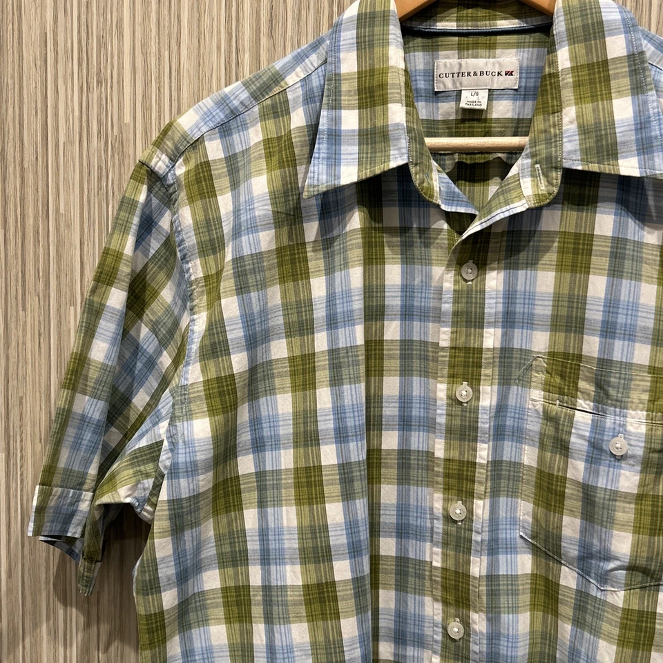 Cutter & Buck Shirt Mens Large Plaid Button Down Golf Lightweight Cotton - Image 3 of 4