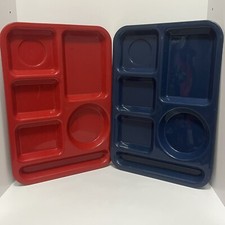 2 Vintage SiLite Divided Stack Lunch Trays #614 Made in USA Primary Colors