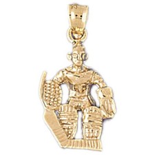 Hockey Player Charm Pendant 14k Gold (3.3 Grams)