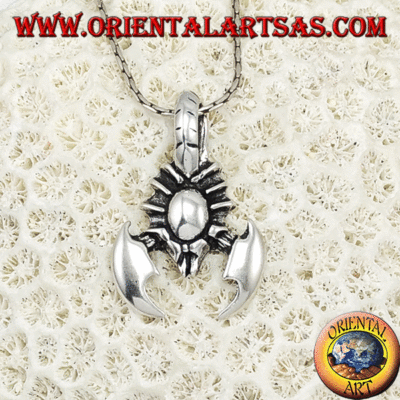 NewL Ciondolo Scorpione In Argento Sterling 925 - Gioiello Zodiacale Con Motivo Ossidato - 21x15 Mm