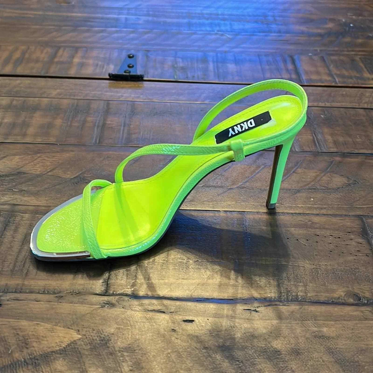 Clear Strap Designer Heel - Neon Green – Dapperfeet