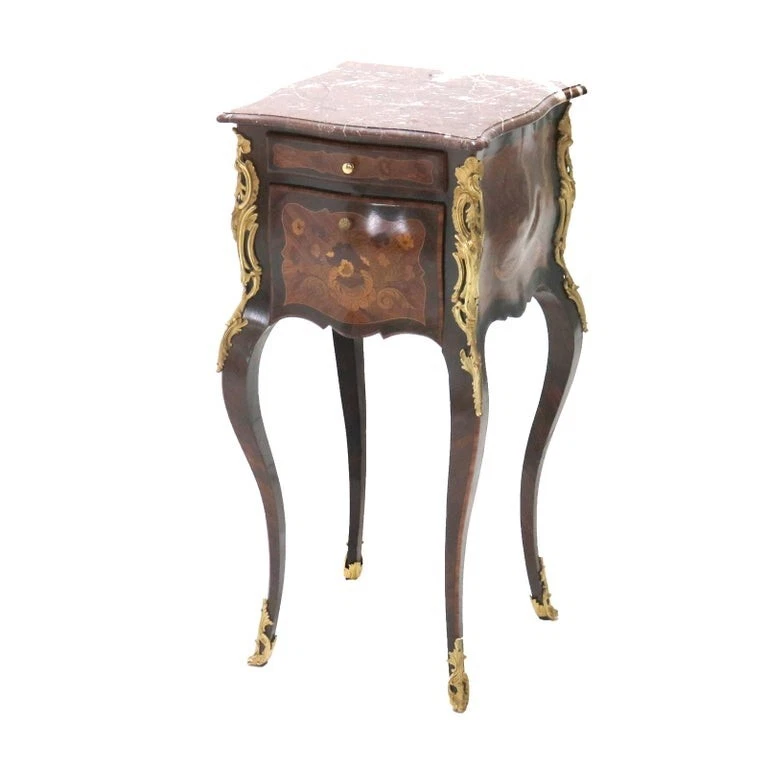 Mesa lateral de mármore francês Louis XIV pau-rosa, kingwood e Ormolu Rouge 20ºC - Imagem 4 de 4