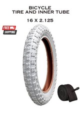 Bicycle Tire and Tube Bundle 16 x 2.125 ALL WHITE Tires BMX Kids Scooter
