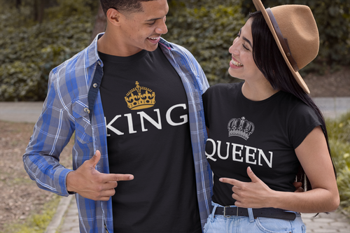T-shirt coppia abbinata KING QUEEN CREA CLASSICA coppia abbinata amore maglietta - Foto 8 di 8