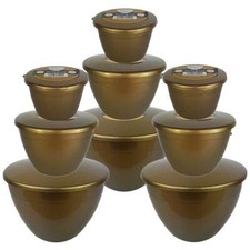 Gold Pudding Basins, Set of 9, 3 x 1/4 pint, 3 x 1 pint, 3 x 2 pint Bowls & Lids