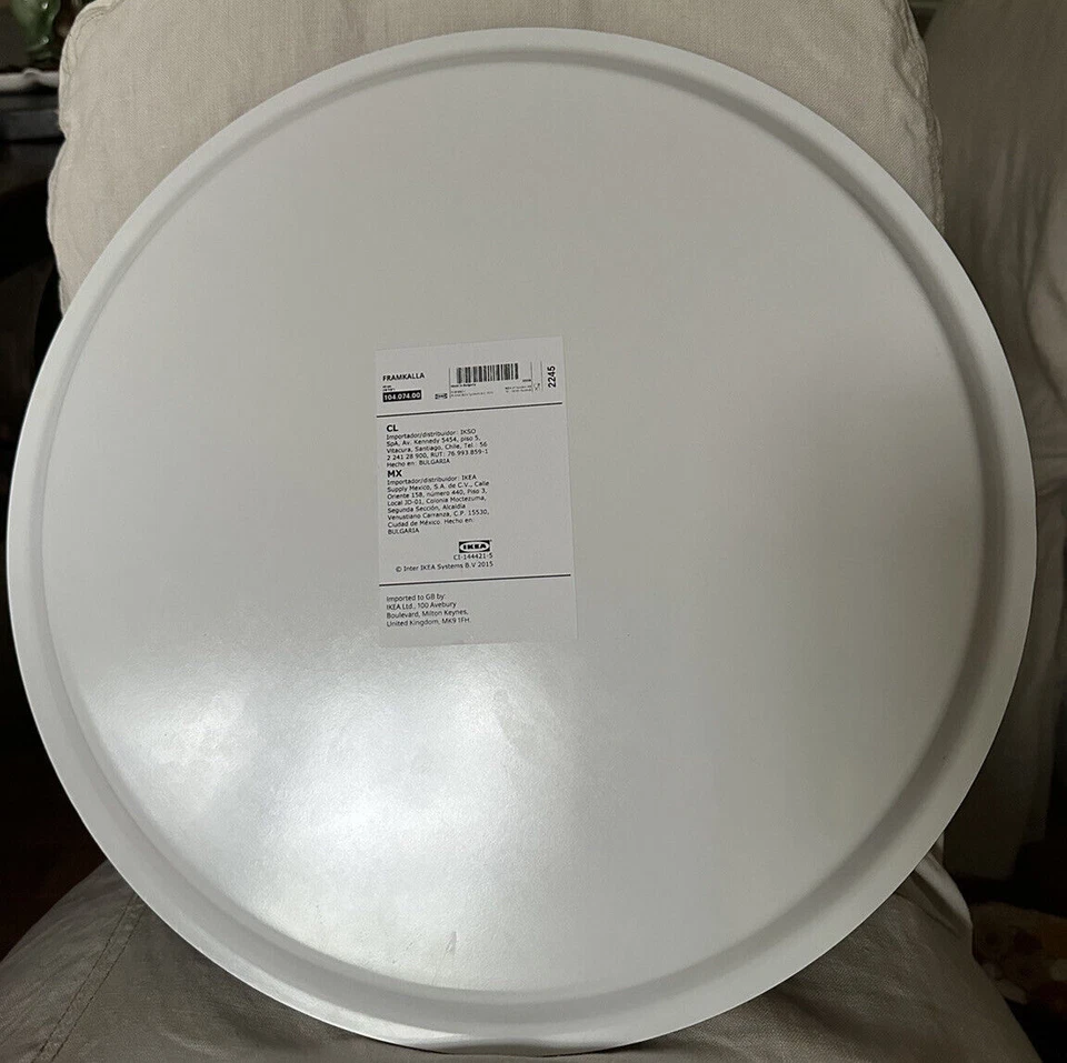 Ikea FRAMKALLA Round Serving Tray, Red/Blue/white 16 7/8" Plastic NEW Waves - Image 4 of 4