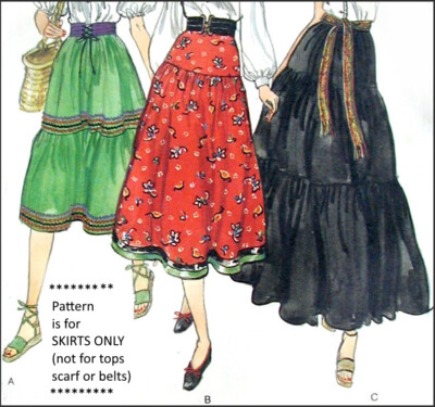 1970s Vogue SKIRT PATTERN Hippie Gypsy BOHO Festival 28''w Vintage UNCUT