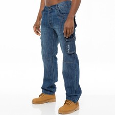 Kruze Mens Cargo Combat Trousers Jeans Work Denim Pants Big King All Waist Sizes