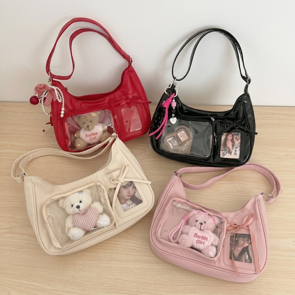 Bolso de Hombro Transparente Y2K Harajuku Mujeres Coreano Ita Bandolera Cartera Preppy