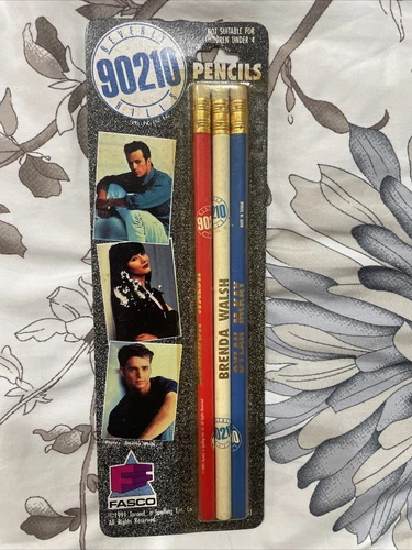 Beverly Hills 90210 3 Pencils Brandon Walsh Dylan McKay Brenda Fasco 1991 Pencil