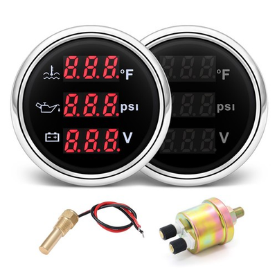 #ad Triple Gauge Set 3 in 1 Oil Pressure PSI Watertemp °F Volt 2 1 16quot; 52mm... $51.30