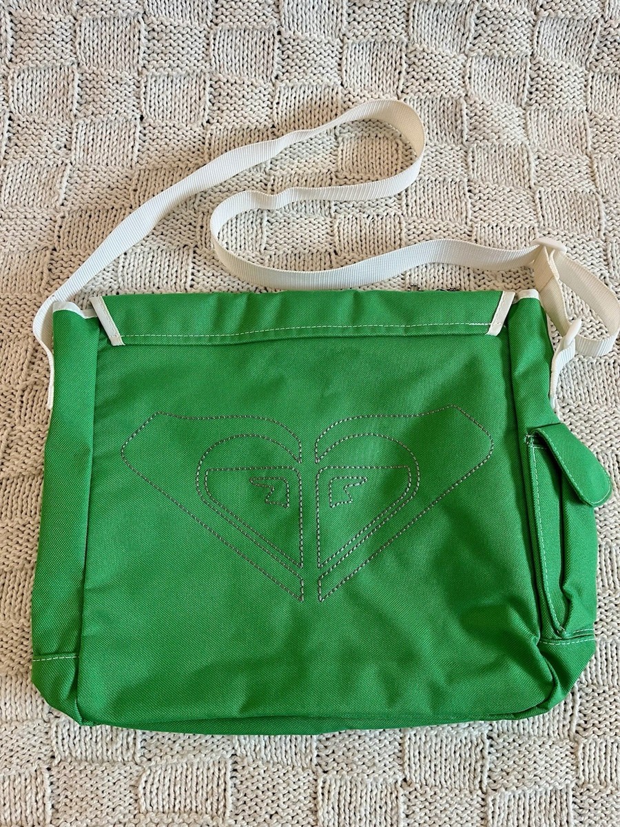 Vintage ROXY Girl GREEN Messenger Bag Y2K Crossbody Bag 2004 with