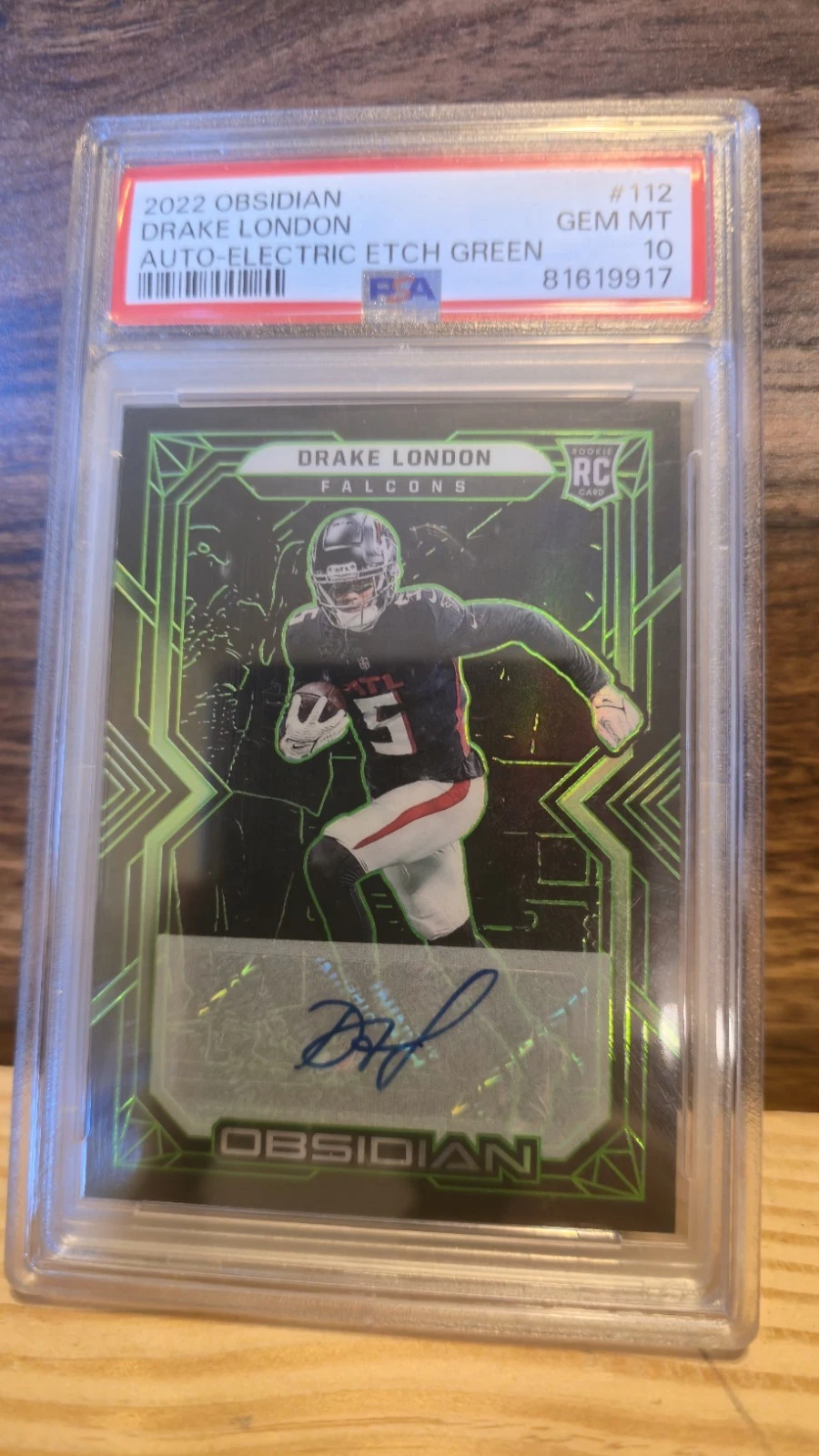 Drake London Panini Obsidian #112 Autograph-Electric Etch Green