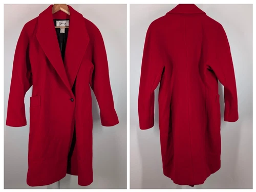 Giacca soprabito Genny Italy Donetella Versace epoca scolpita lana rossa anni 80 90 40"