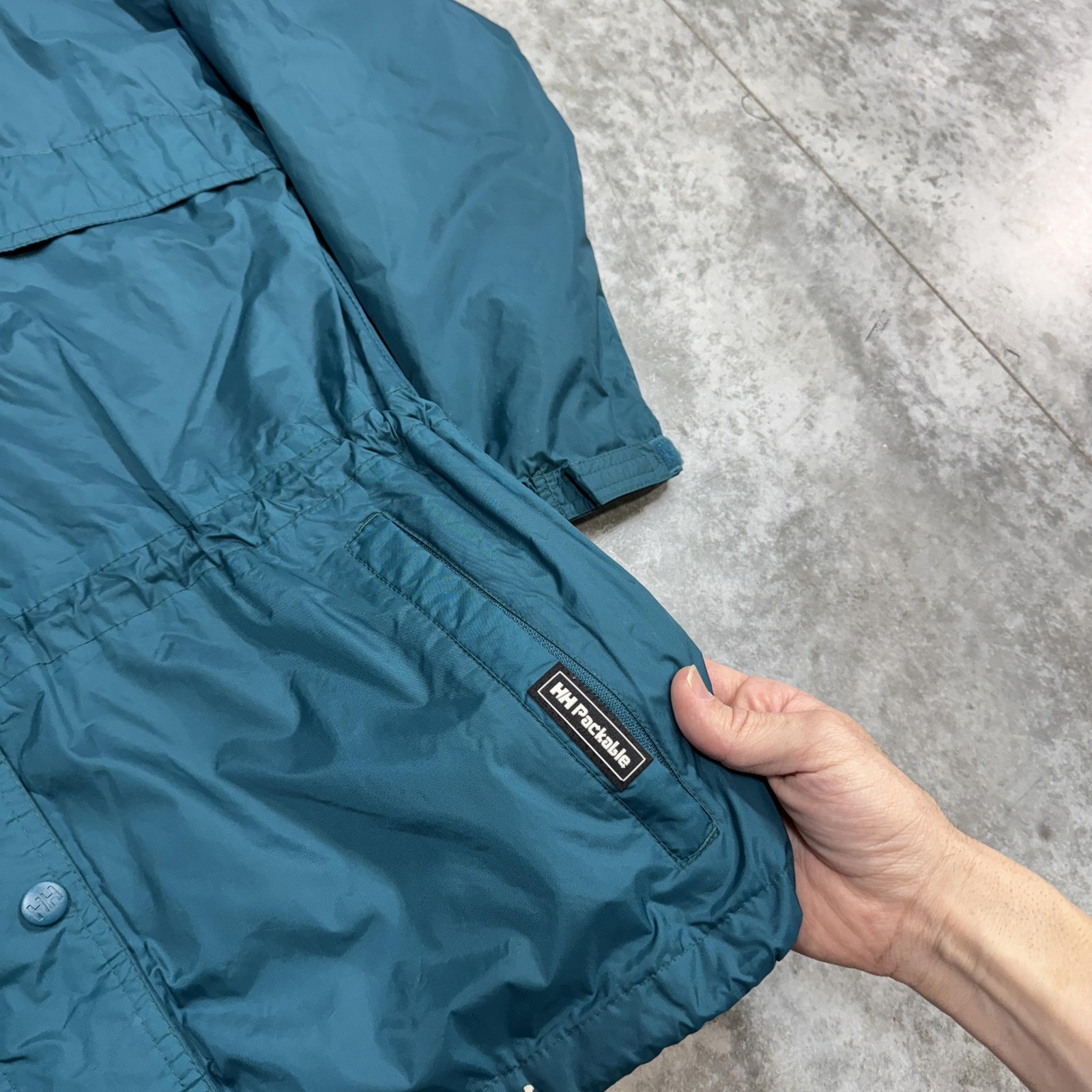 Helly Hansen Packable Jacket Mens Small Teal Hood… - image 2