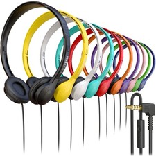 10 Pack Bulk Wired On-Ear Leather Headphones with Microphone and 3.5mm Connec...