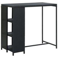 Bar Table With Storage Rack Grey 120X60X110 Cm Poly Rattan