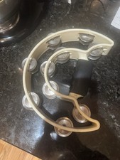 White Tambourine Half Moon Shaped Padded Grip