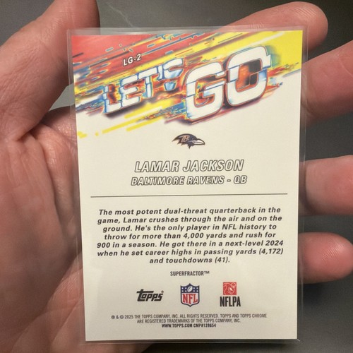 2025 Topps Chrome Football 1/1 Superfractor Lamar Jackson Let’s Go!!! - Picture 6 of 10